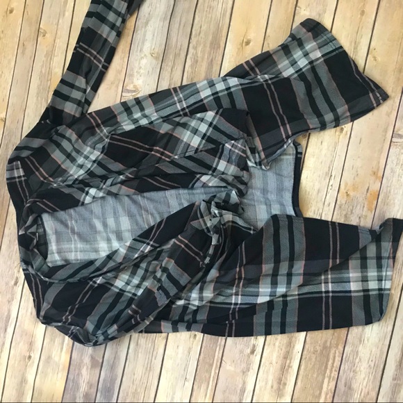 pink checkered cardigan